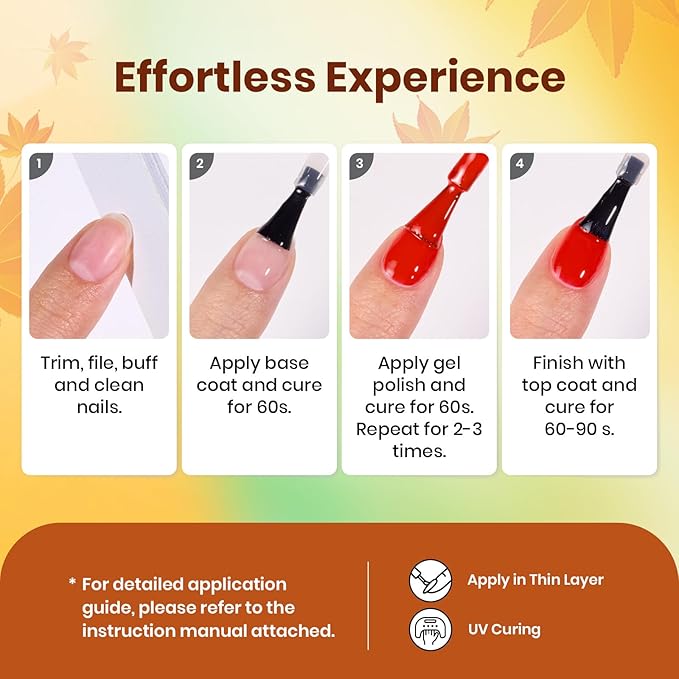 Beetles Fall Gel Polish Set - Autumn Realm Collection, Mustard Yellow Orange Burgundy Gel Polish Green Golden Glitter Nails Kit DIY Nail Art Gifts for Women