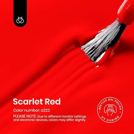Beetles Red Gel Nail Polish Set 3Pcs 15ml – Cherry Red Soak Off UV/LED Gel, Long-Lasting High Gloss & Holiday Nail Colors, Salon Quality DIY Nails at Home