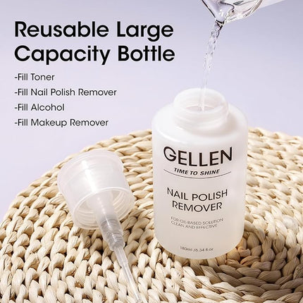 Gellen Nail Polish Remover Grape Scent, Non Acetone Nail Polish Remover Pump for Quick Dry Polishes, Gentle Fingernail Polish Remover with Vitamin E, Powerful Polish Removal for Home Salon 6.09 Fl Oz