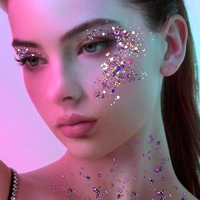 Teenitor Glow in The Dark Glitter, 12 Colors Body Glitter Face Glitter Hair Glitter Gel for UV Black Light Halloween Makeup Festivals Raves