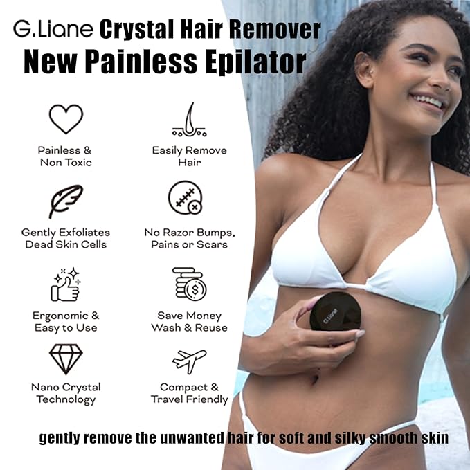 Crystal Hair Eraser,Painless Nano Hair Remover Exfoliation,Gentle and Efficient Glass Hair Removal Device Without Waxing,Natural Epilator for Women and Men(Diamond Black)