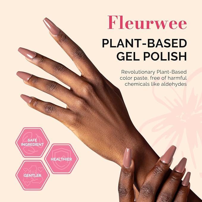MelodySusie Fleurwee Plant Based Gel Nail Polish, Hema Free Lotus Pink Nail Polish, Soak Off UV LED Gel Polish Gift for Women 21 Non Toxic Long Lasting Nail Art Manicure Salon DIY at Home B1401