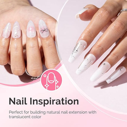 MelodySusie 2PCS 15ML Milky White Builder Nail Base Gel for Nails Thickening,Soak Off UV Extension Gel,Rhinestone Glue in a Bottle for Nail Art Design Gift for Women DIY Manicure at Home 086 * 2
