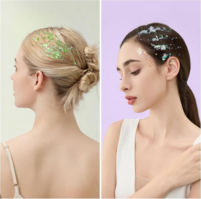 Teenitor Face Glitter, Body Glitter Gel Set, 9 Colors Makeup Gel Glitter for Face and Body, Hair Glitter for Festival Party Cheer