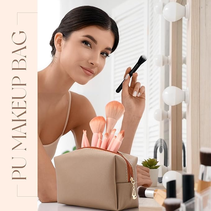 Kigeli 15 Pcs Aesthetic Makeup Bags PU Leather Cosmetic Pouches Waterproof Plain Toiletry Bags Makeup Pouches Bulk for Women Party Gift Travel Storage Organizer(Retro Color)