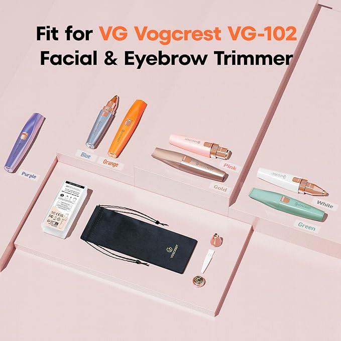 Replacement Heads for Facial Hair Removal: Original Heads Replacement Set for 2 in1 Eyebrow Trimmer - Painless Razor Head for Women - Suitable for VG VOGCREST Model VG-102, VG-1023, VG-1024