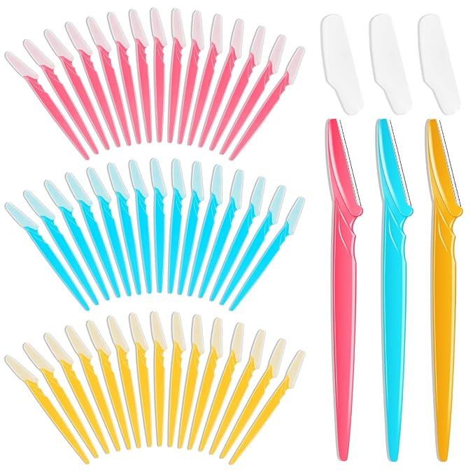 NICEMOVIC 66 Pcs Dermaplane Razor for Women Face, Eyebrow Razors and Face Razors for Women and Men, Multipurpose Facial and Eyebrow Hair Trimmer and Shaver with Precision Cover (3 Colors)
