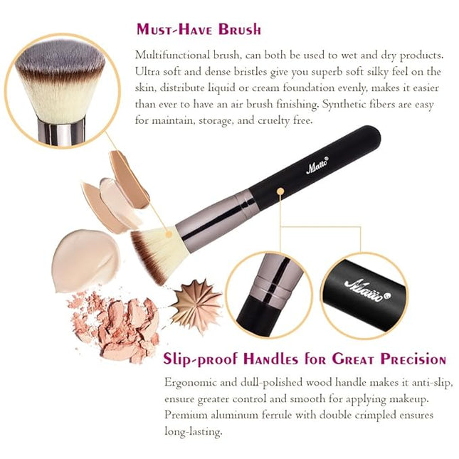 Matto Flat Kabuki Foundation Brush - Flat Top Makeup Brush for Foundation Blending Liquid Cream Mineral Powder 1 Piece