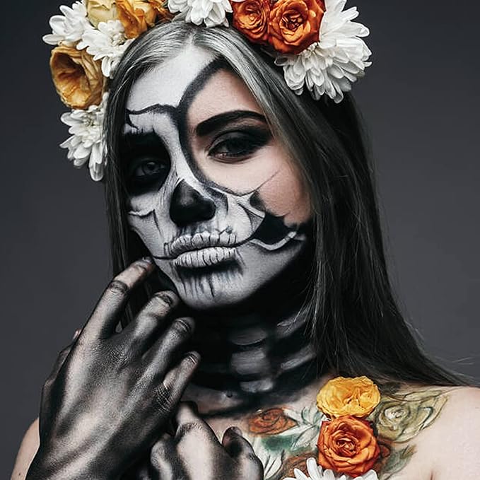 MEICOLY Black Face and Body Paint, 30g/1.05oz Water-Based Washable Full Body Paint for Adults and Kids, Pro SFX Makeup for Clown, Joker, Zombie, Vampire, Skeleton, Cosplay, Halloween