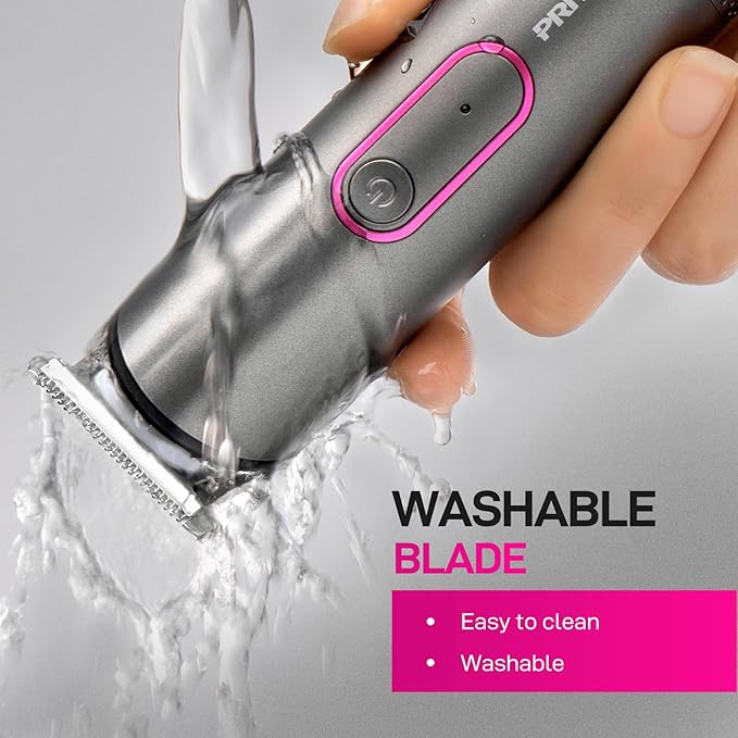 PRITECH Pubic Hair Trimmer Women - Rechargeable Bikini Trimmer for Women Sensitive Skin, Wet & Dry Use, Pain-Free Electric Razor&Shaver with Standing Recharge Dock, Ideal Gift, Aurora Gray