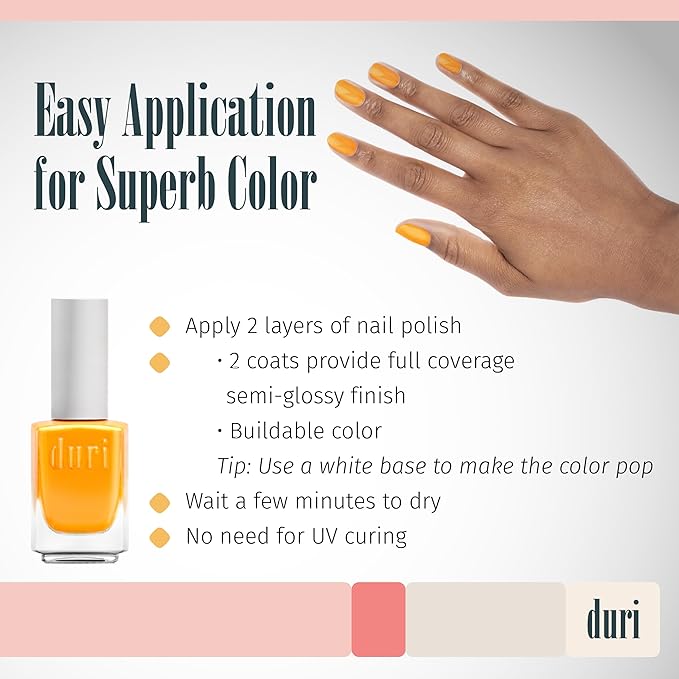 duri 793 Tequila Sunrise - Neon Orange Nail Polish, Semi Matte Finish, Fast Drying, 0.45 Fl Oz