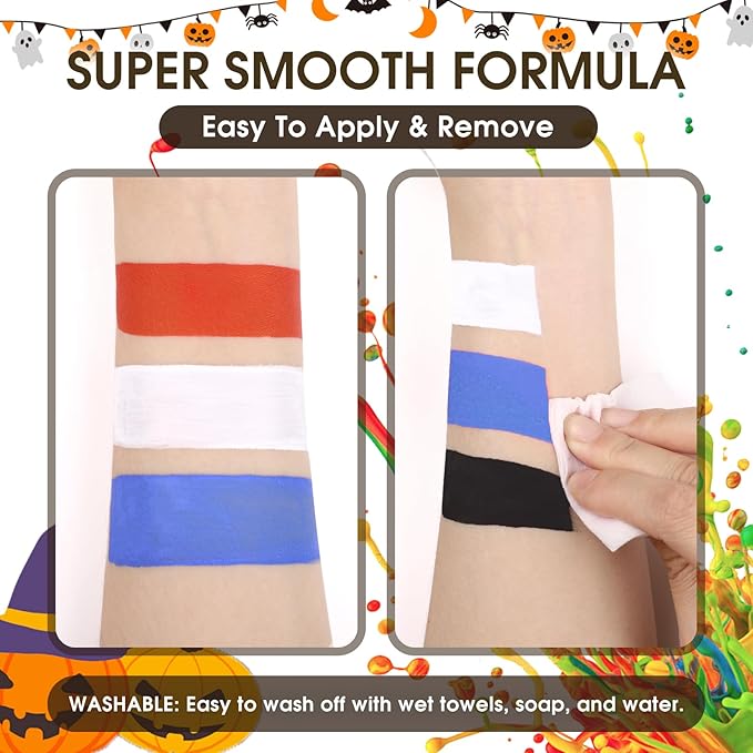 BOBISUKA Blue Face Body Paint Liquid Texture Washable Non Toxic Facepaint Fast Drying Foundation Makeup for Halloween Avatar Corpse Bride Smurf Cosplay SFX Costume Party Large Capacity(130ml)