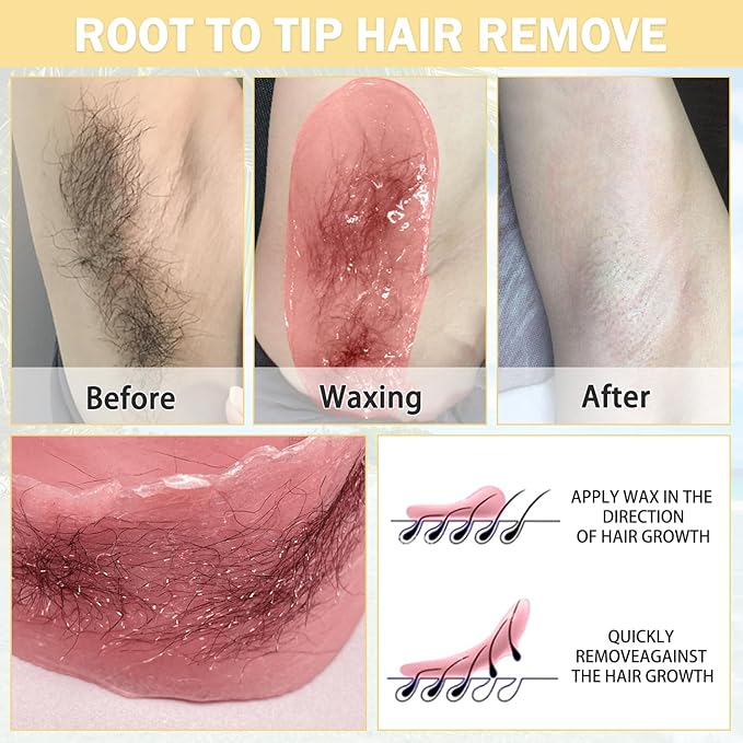 Wax Beads,5 Packs Hard Wax Beads Waxing at Home for Hair Removal - Hard Wax for Sensitive Skin Women with sticks, Bikini Brazilian Body Face Waxing (5 * 100g, Coconut & Rose)