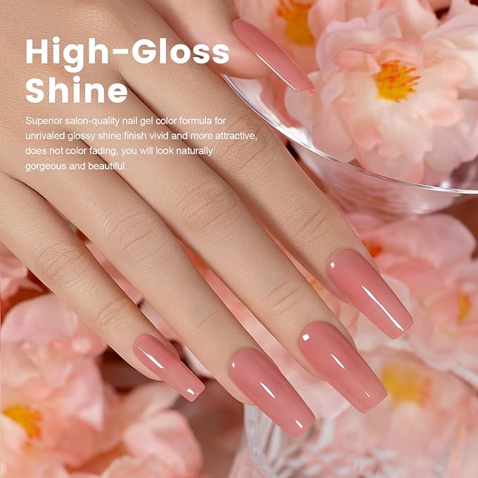 RARJSM Nude Gel Nail Polish Candy Pink Neutral Skin Tone Sheer Jelly Gel Polish 1PC 15ml Single Bottle Cream Transparent Pink Nail Gel Polish Soak off UV LED Cured for Home Salon DIY Manicure