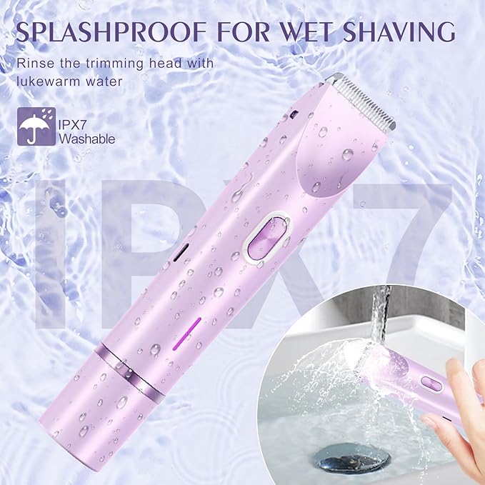 Dermave Bikini Shaver,Bikini Trimmer for Women,2-in-1 Electric Razors for Women(Light Purple)