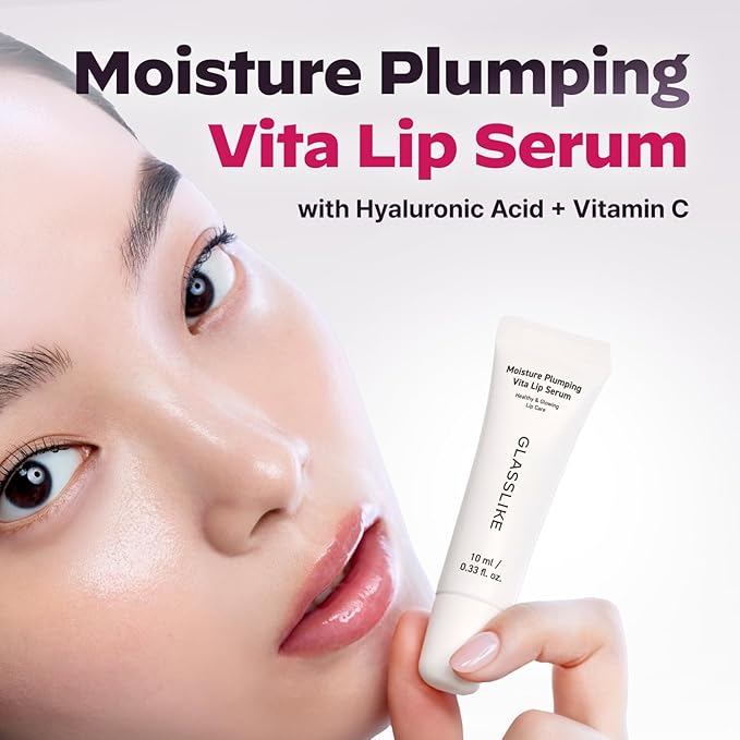 GLASSLIKE Moisture Plumping Vita Lip Serum, revitalizing and volume care for lip, Moisture Plumping Hypoallergenic Lip care, Glass-like Lip - 0.33 fl.oz