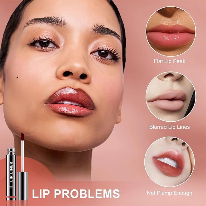 OETUIOW Lip Stain Peel Off, Lip Liner Moisturizing Long-Lasting & Waterproof, Transfer Proof & Plumping, Non-Stick Cup, 2PCS Rose&Mauve