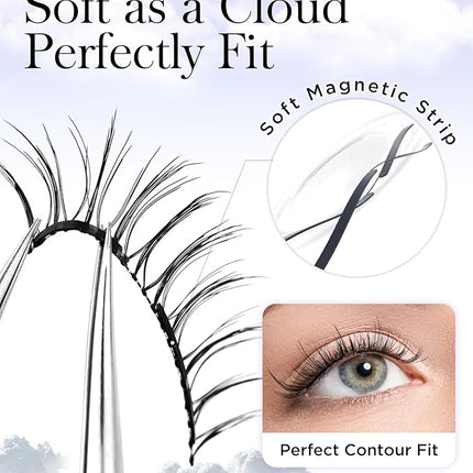 BEYELIAN Magnetic Eyelashes with Applicator Kit, Reusable Natural Look False Lashes, No Glue Needed Soft Magnetic Lashes for Eye M02 (Lightweight & Comfortable)