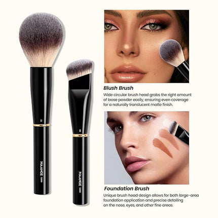 MAANGE 13Pcs Makeup Brushes with Case, Professional Brochas De Maquillaje for Face & Eyes, Soft Synthetic Foundation Powder Blush Eyeshadow Brush Kit with Gift Box,Black