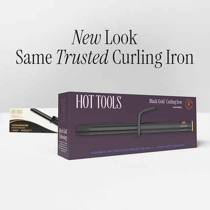 Hot Tools Pro Artist Black Gold Digital Salon Hair Curling Iron | Medium Loose Curls and Tousled Waves, (1-1/4 inch)