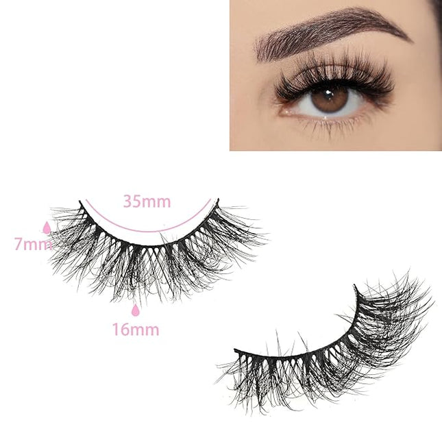 FARRED Fluffy Lashes Natural False Eyelashes Short Wispy Lash Pack 14 Pair Natural Look Cat Eye Strip Eyelash Small Fake Lashes Full Pestañas Sets for MUA and Beginners Daily Makeup (F11 | 7-16mm)