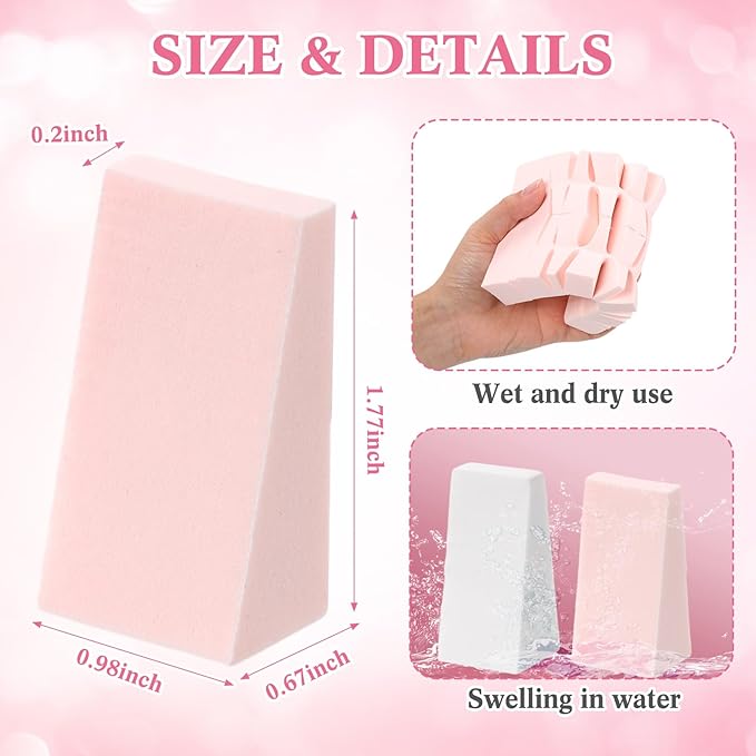 TecUnite 100 Pieces Cosmetic Sponges Latex Makeup Foam Wedges Foundation Beauty Tools(Pink,White)