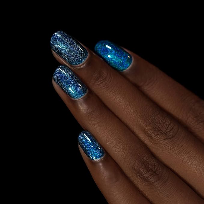 ILNP Isabella - Petrol Blue Holographic Nail Polish, Chip Resistant, Non-Toxic, Vegan, Cruelty Free