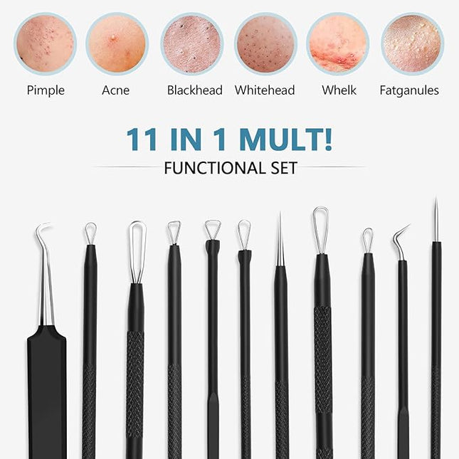 Pimple Popper Tool Kit,Blackhead Remover Tool 6 Pcs Blackhead Extractor Tool for Face Comedone Zit Acne Whitehead Blemish, Stainless Steel Extraction Tools Set