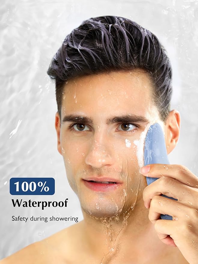 COSLUS Facial Cleansing Brush Silicone Face Scrubber: IPX7 Waterproof Rechargeable Face Wash Brush, 4 Cleansing Modes, Electric Face Brush for Cleaning, Exfoliating, Massaging