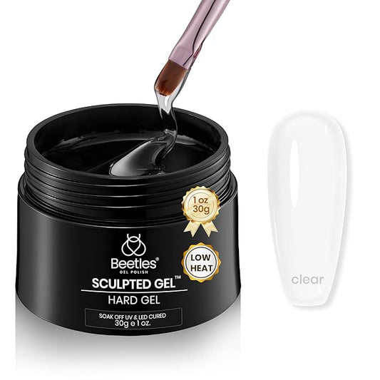 Beetles 9 in 1 Low Heat Hard Gel, 1 oz Clear Builder Nail Gel for Sculpting, Extension & Repair