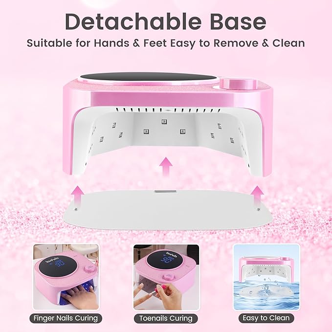 Lavinda 54W UV LED Nail Lamp, Professional UV Light for Gel Nails Rechargeable Cordless Nail Dryer with 4 Timer Settings & Auto Sensor, Fast Curing Gel Light for Home and Salon Use Diamond Dust Design