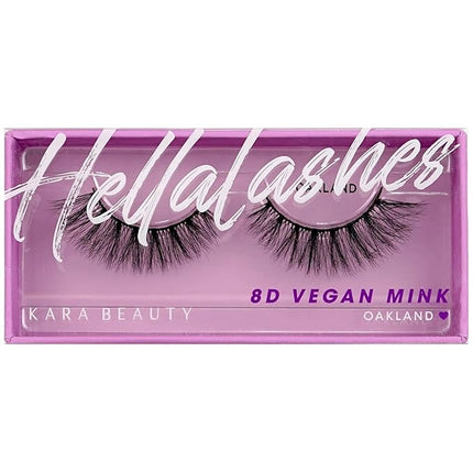 KARA BEAUTY Style L4 Hellalashes 8D Faux Mink Lashes Lightweight Synthetic Fiber in 8 Dimensional Layers OAKLAND - Delicate, Short-Flared, 1 Pair