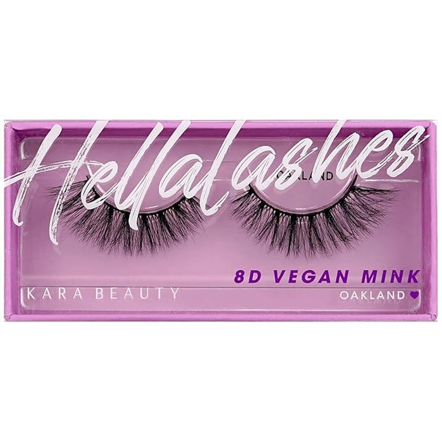 KARA BEAUTY Style L4 Hellalashes 8D Faux Mink Lashes Lightweight Synthetic Fiber in 8 Dimensional Layers OAKLAND - Delicate, Short-Flared, 1 Pair