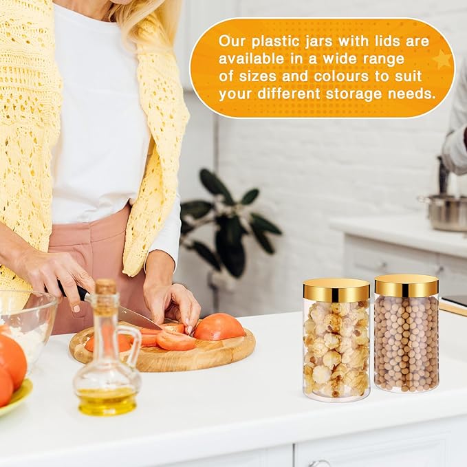 Patelai 4 Pieces Round Wide-mouth Leak Proof Plastic Container Jars with Lids for Travel Storage Makeup Beauty Products Face Creams Oils Salves Ointments DIY Making(10 Ounce,Gold)