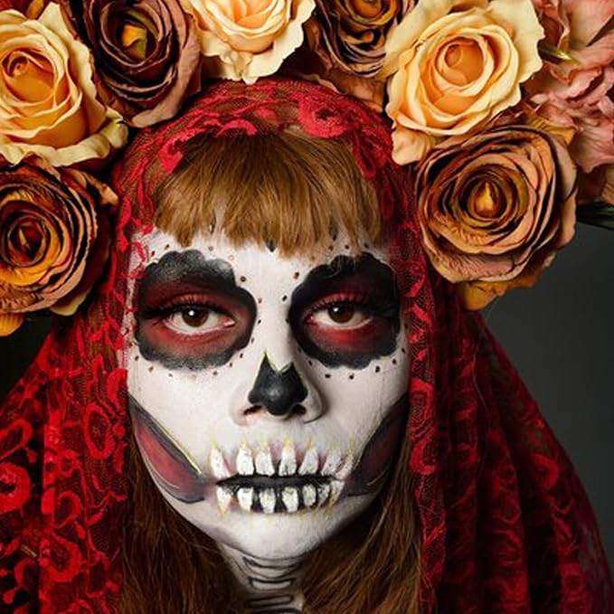 Black White Red Face Body Paint 1.01 oz/pc with 3 Sponges,Water Based Face Paint Kit for Clown Joker Devil Vampire Skeleton Cosplay Makeup,Halloween SFX Makeup Cream Face Painting,3.03 oz