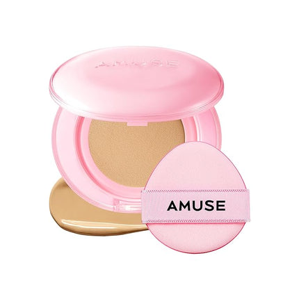 Amuse SEOUL Dew Power Vegan Cushion Foundation (03 HONEY) | Dewy, glow, long-lasting, double coverage, clean beauty, lightweight, natural look, hydrating cushion