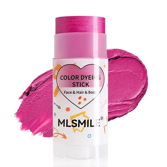 3 in 1 Pink Hair Dye Stick, Temporary Hair Color Wax Stick, Washable Hair Dye for Women & Kids, Highly Pigmented, Pearlized Body Face Paint Makeup for Daily, Halloween Christmas Party Cosplay