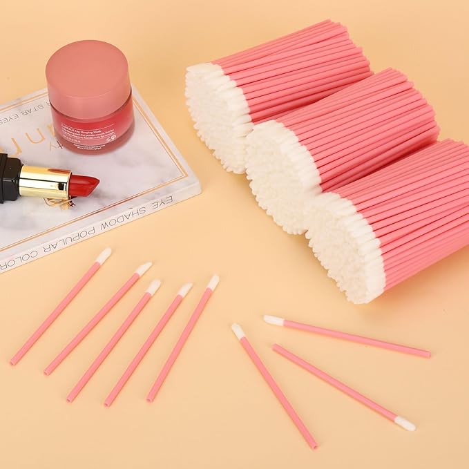 700 Piece Disposable Lip Wands - Lip Brushes, Lipstick & Gloss Applicators - Lint Free Makeup Applicator Brush Beauty Tool - Pink