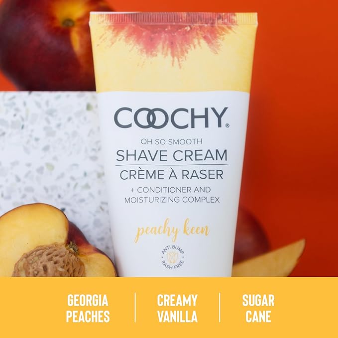 Coochy Shave Cream - Moisturizing Shave Lotion - Gentle Intimate Shaving Cream - For Bikini Area, Underarms, Legs & More - Rash-Free, Hydrating Formula - Peachy Keen, 12.5 oz