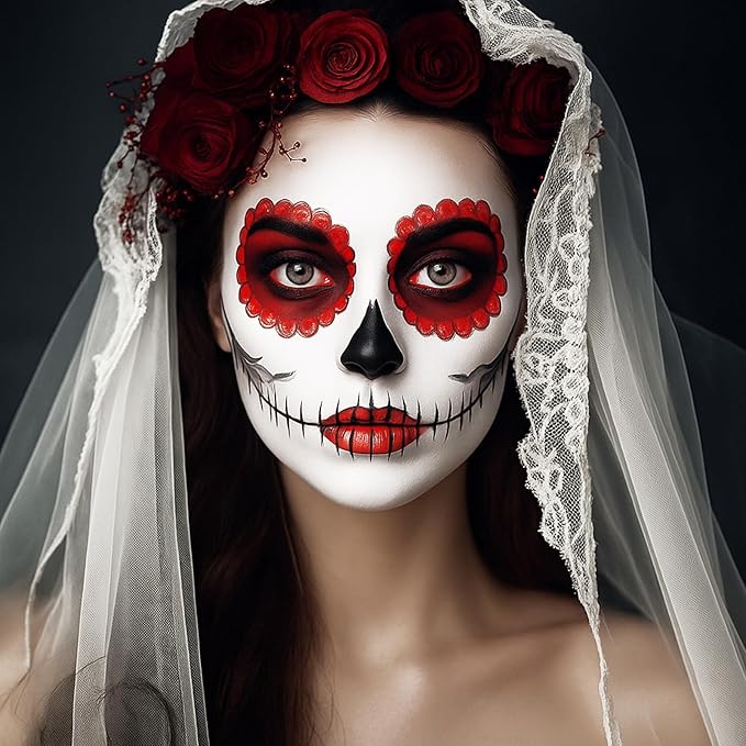 BOBISUKA Halloween Black and White Face Body Paint Set Oil Based Face Painting Kit for Adult Non Toxic Large Capacity Facepaint for Cosplay Clown Skeleton Vampire Special Effects Makeup