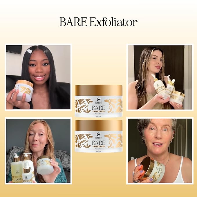 Bare Pre Shave Exfoliator for Women - Ingrown Hair Exfoliating Scrub for Bikini Area Legs & Underarms with Glycolic Acid & Volcanic Sand Exfoliants - Smoothing Bikini Area Exfoliator Pre Shave Scrub