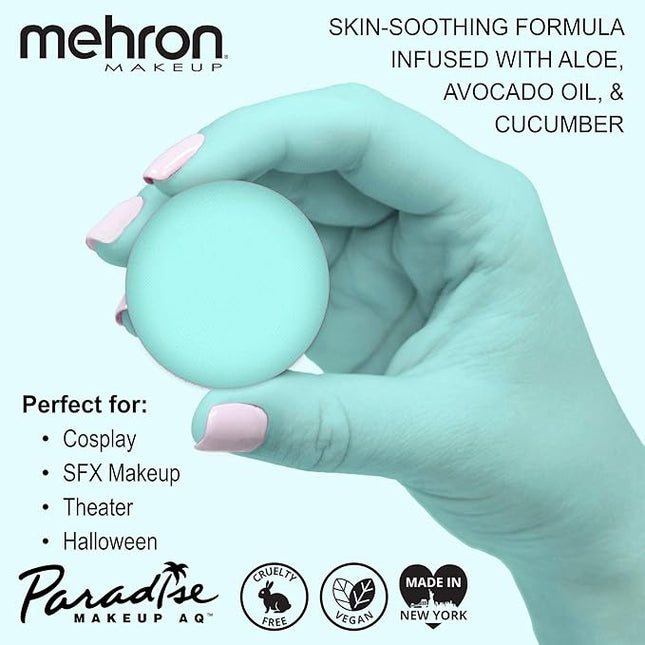 Mehron Makeup Paradise Makeup AQ Refill Size | Stage & Screen Performance, Face & Body Painting, Beauty, Cosplay, and Halloween | Water Activated Face Paint, Body Paint .25 oz (7 ml) - Pastel Teal