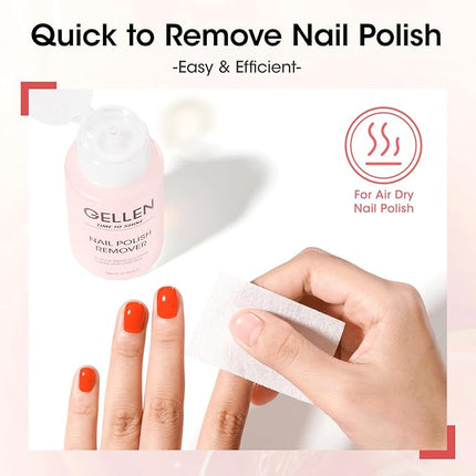 Gellen Nail Polish Remover, Non Acetone Nail Polish Remover for Regular Nail Polishes, Rose Scent Healthy, Easy Push-down Pump, 6.09 Fl Oz