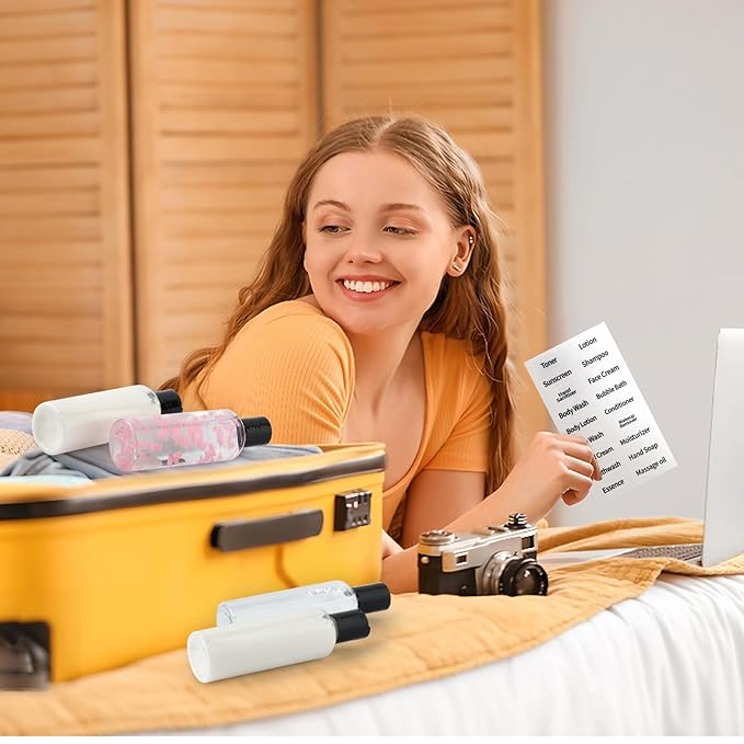 TUZAZO 10 Pack 3.4 oz Clear Travel Bottles for Toiletries TSA Approved Leakproof Travel Size Containers Empty Small Plastic Shampoo Lotion Bottles with Labels