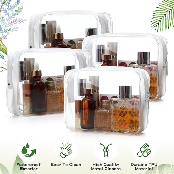 Weewooday 12 Pieces Clear Makeup Bags Cosmetic Storage Bags PVC Zipper Pouches Travel Waterproof Makeup Plastic Case for Women Organizing Toiletries Traveling Bathroom