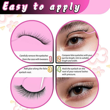 Veleasha Fox Eye Lashes L Curl Fluffy False Eyelashes 5 Pairs Pack Bratz Cat Eye Lashes Wispy & Lightweight Fake Eyelashes for Doll Eyes Makeup (Foxy 04)