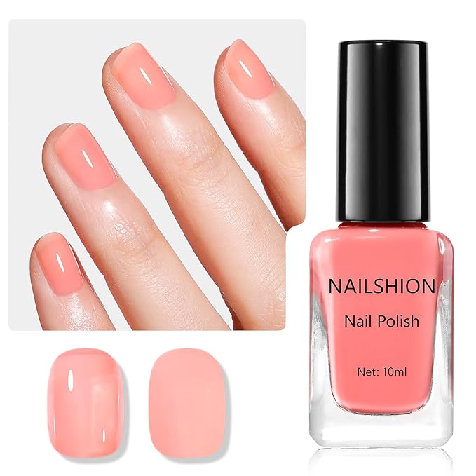 Jelly Pink Nail Polish, Fast Dry Sheer Tinted Blush Rose Fingernail Polish, 9-Toxic Free Vegan Rich in VE Nail Lacquer for All Tone Skin Nail Art Manicure Gift for Women