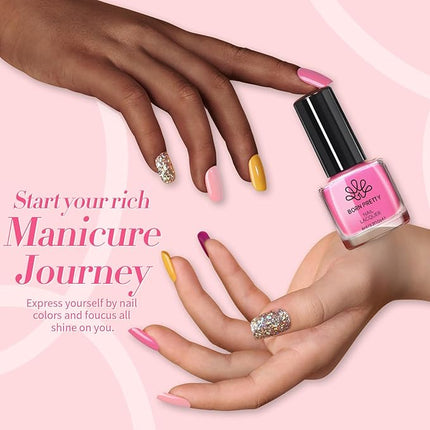 Born Pretty 15 Colors Nail Polish Set, Quick Dry Nail Polish Kit Pink Red Silver Gold Glitter Color Changing Orange Nail Lacquer Glossy Nail Polish Manicure Set for Valentines Day Gift