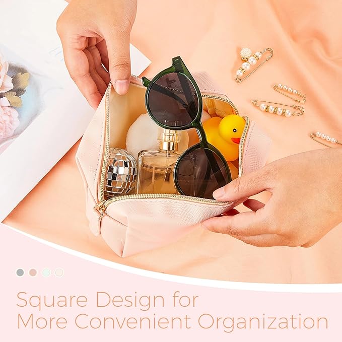 8 Pcs Makeup Bag Pu Leather Cosmetic Pouch Waterproof Small Toiletry Bag Portable Cosmetic Organizer Water Resistant Storage Purse for Lady Women Daily Storage Travel Organizer (Soft Colors,Medium)