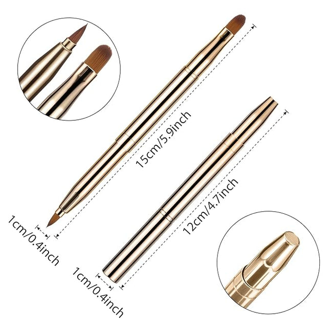 TOODOO 3 Pack Retractable Lip Brush for Lipstick with Cap Dual-ended Liner Foundation Makeup Brush Sets Travel Applicators(Gold, Purple, Bright Pink)